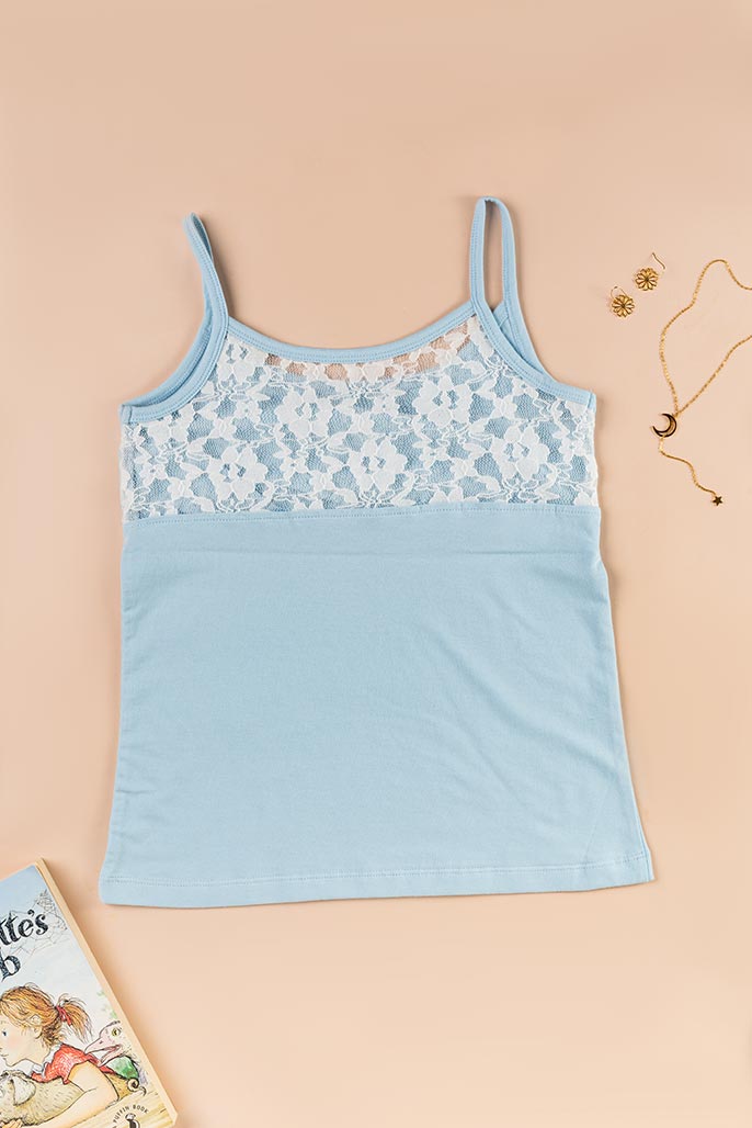 Lace Back Camisole - Sky