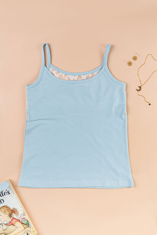 Lace Back Camisole - Sky