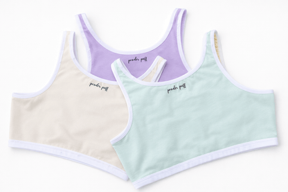 Reversible Style Sports Bra - Pack of 3 | Perfect for Girls 8–16 Years | Premium Cotton Comfort