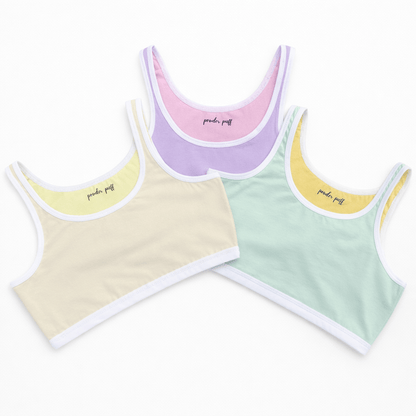 Reversible Style Sports Bra - Pack of 3 | Perfect for Girls 8–16 Years | Premium Cotton Comfort
