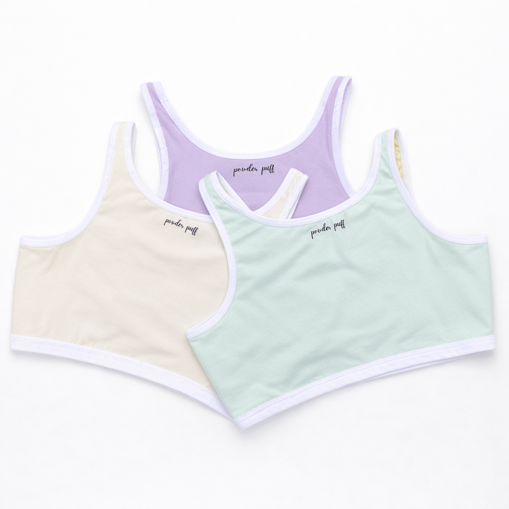 Reversible Style Sports Bra - Pack of 3 | Perfect for Girls 8–16 Years | Premium Cotton Comfort