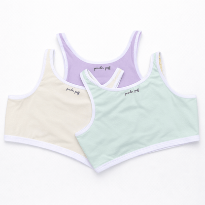 Reversible Style Sports Bra - Pack of 3 | Perfect for Girls 8–16 Years | Premium Cotton Comfort