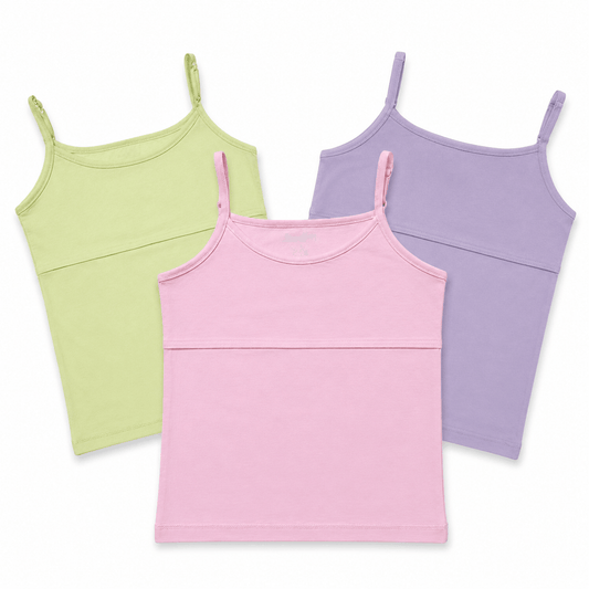 Premium Cotton Camisole With Inner Layer | Perfect for Girls 8-15 Years | Pack of 3