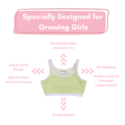 Reversible Style Sports Bra | Perfect for Girls 8–16 Years | Premium Cotton Comfort